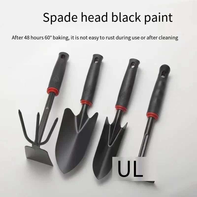 Garden Hand Tool Set | 4-Piece Alloy Steel Shovel, Rake, and Hoe