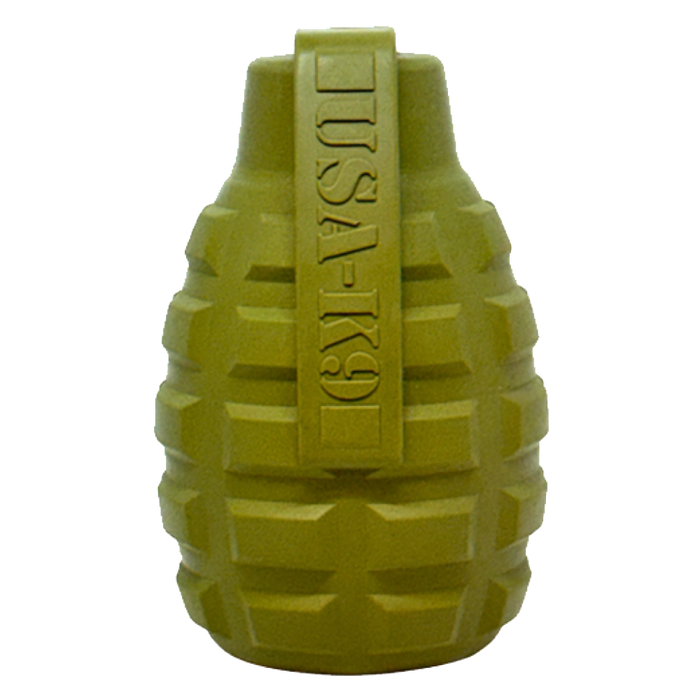 USA-K9 Grenade Shaped Dispenser Durable Dog Chew Toy & Treat Dispenser - Army Green
