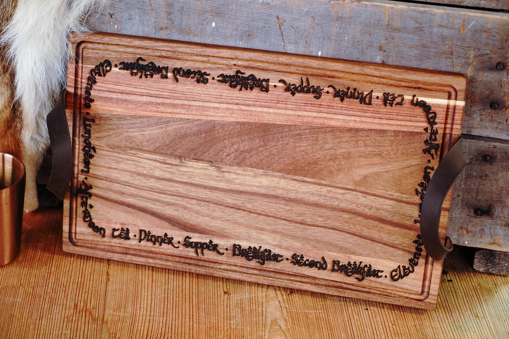 Rustic Handcrafted Serving Charcuterie Plank with Leather Handles