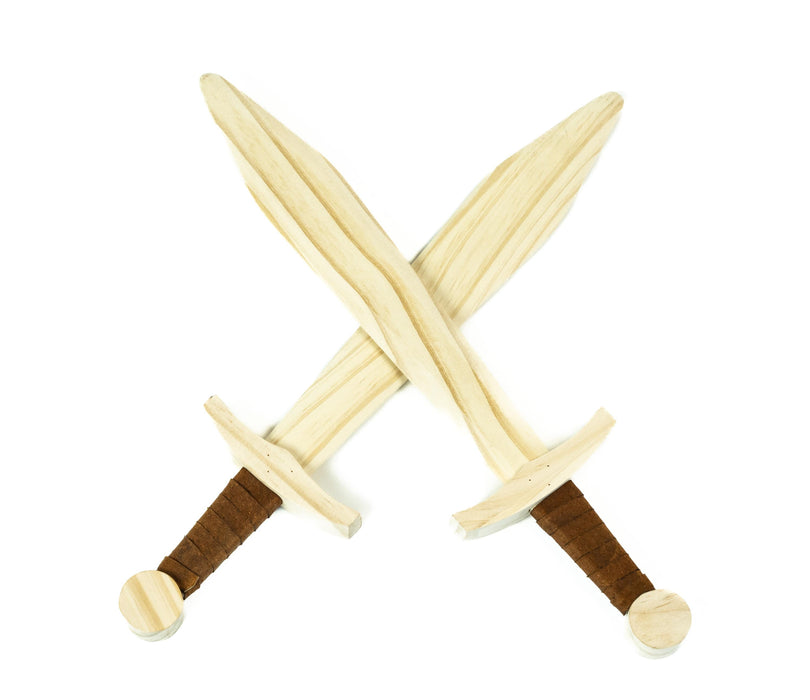 Kid's Handcrafted Wooden Toy 16" Short Sword with Leather-Wrapped Handle