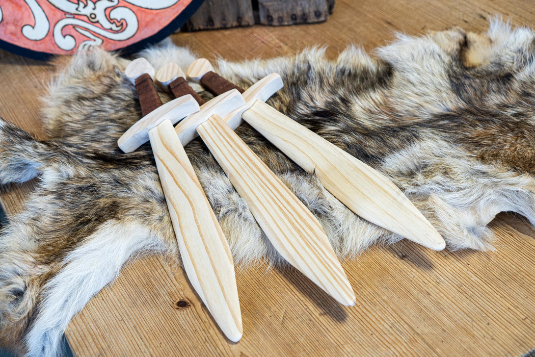 Kid's Handcrafted Wooden Toy 16" Short Sword with Leather-Wrapped Handle