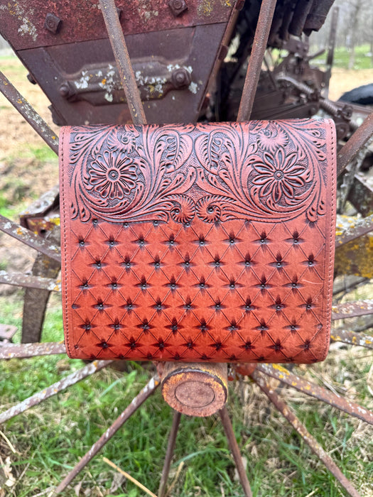 Prairie Bloom Western Tooled Leather Crossbody Purse