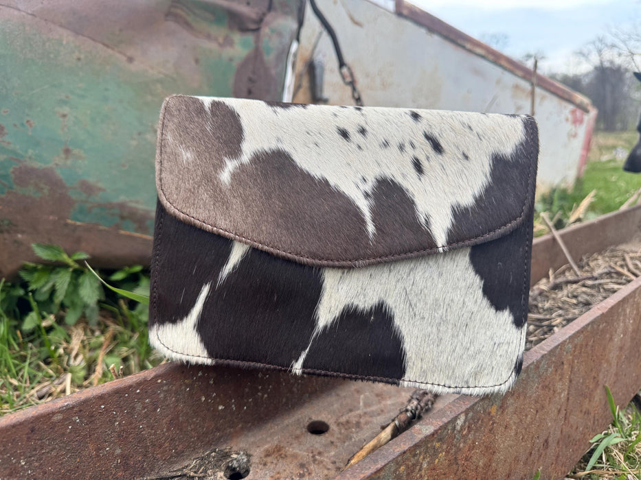 Genuine Cowhide Leather Accordion Style Purse