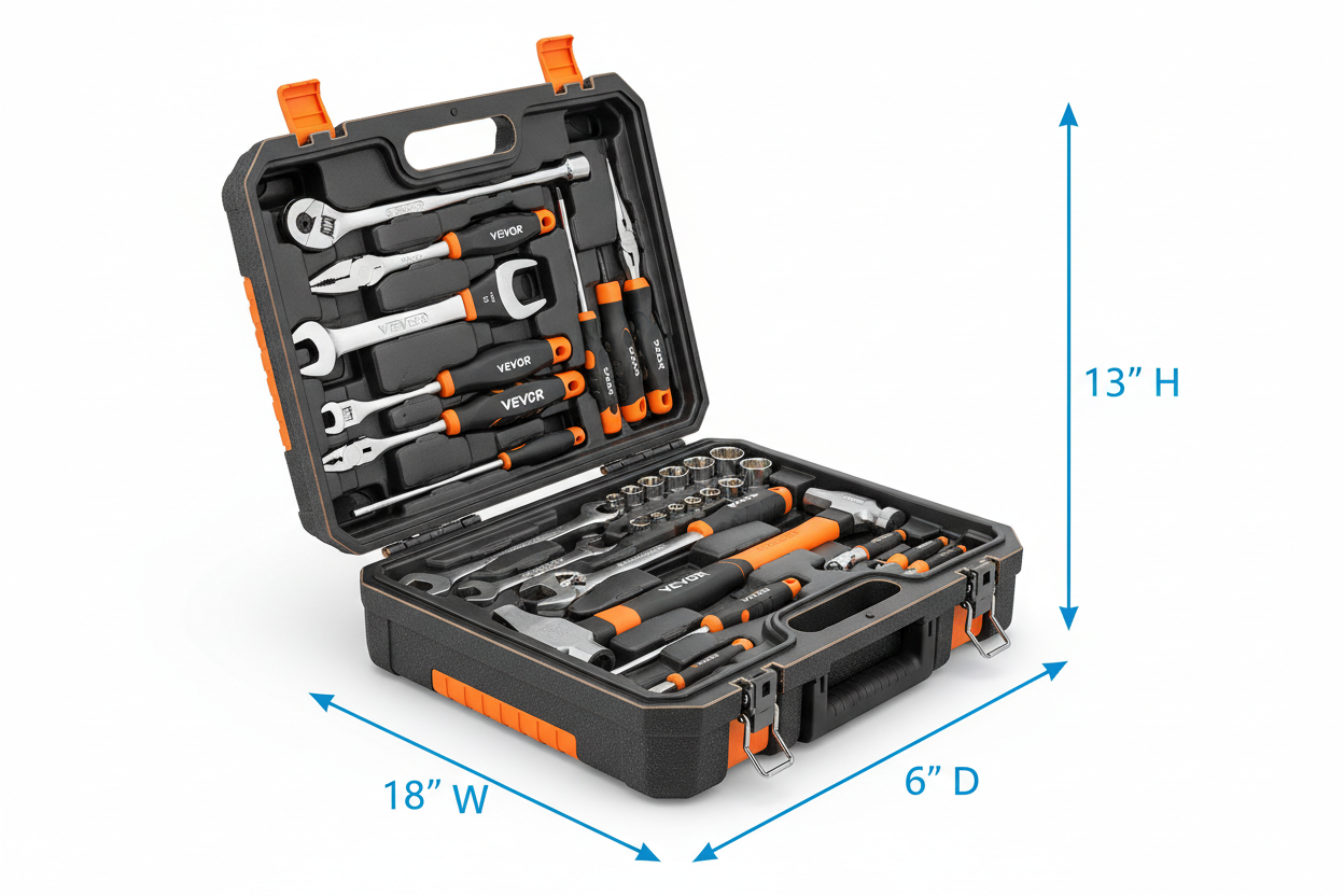 Mechanics Tool Set and Socket Set, 1/4" and 3/8" Drive ,145 Pcs SAE and Metric