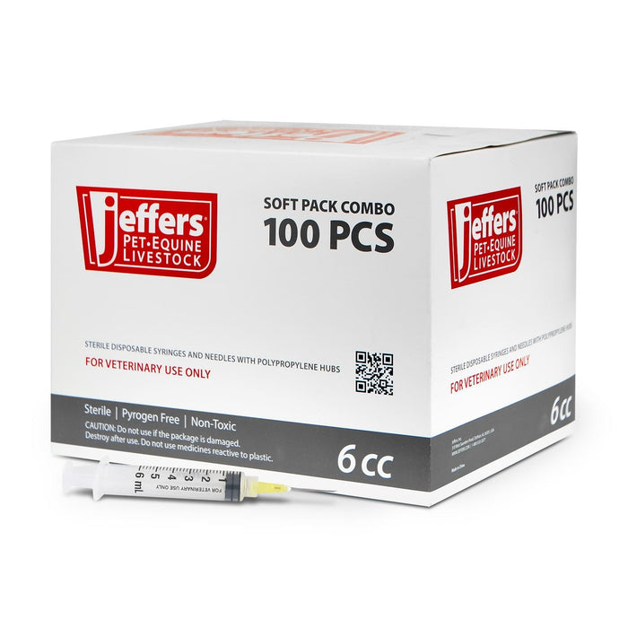 Jeffers Luer Lock (LL) Syringe/Needle Combo, Box of 100