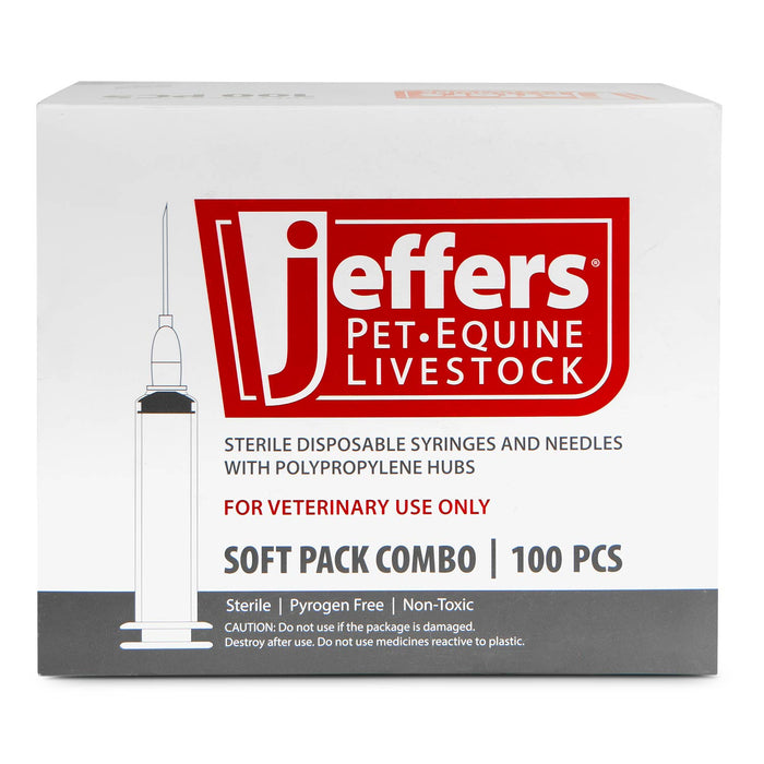 Jeffers Luer Lock (LL) Syringe/Needle Combo, Box of 100