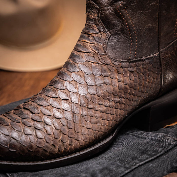 Kansas Brown Genuine Python Skin Cowboy Boot