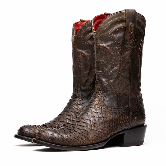Kansas Brown Genuine Python Skin Cowboy Boot