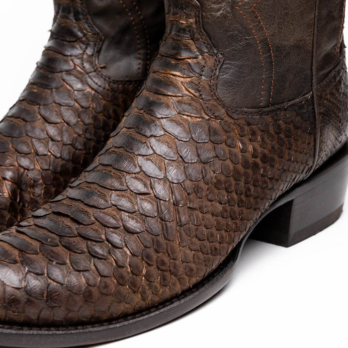 Kansas Brown Genuine Python Skin Cowboy Boot