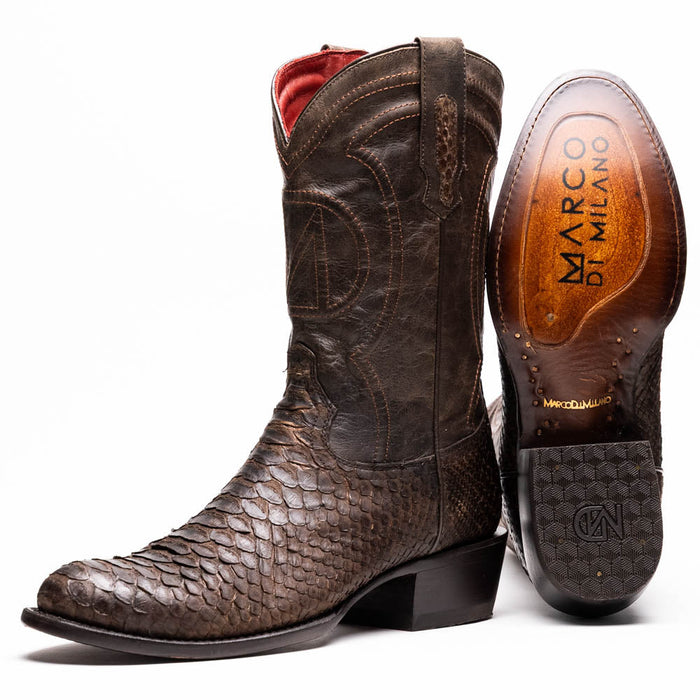 Kansas Brown Genuine Python Skin Cowboy Boot