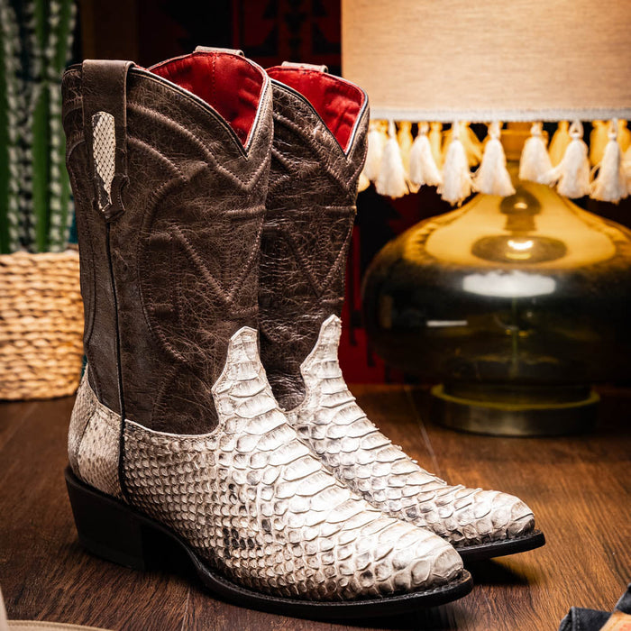 Kansas Natural Genuine Python Skin Cowboy Boot