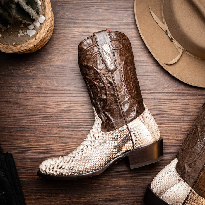 Kansas Natural Genuine Python Skin Cowboy Boot