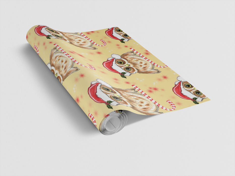 Candycane Owl Wrapping Paper | Michelle Gilsey | Artist Corner
