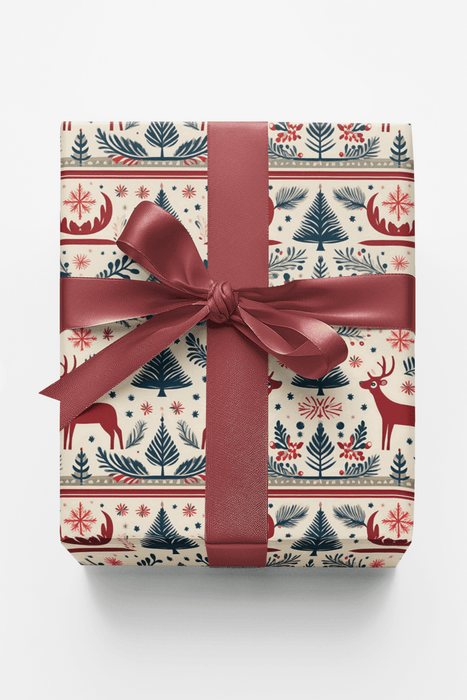 Folk Antlers Wrapping Paper