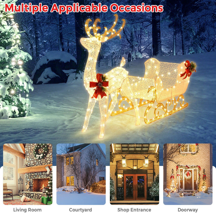 6-Ft Lighted Christmas Reindeer & Santa's Sleigh Decoration