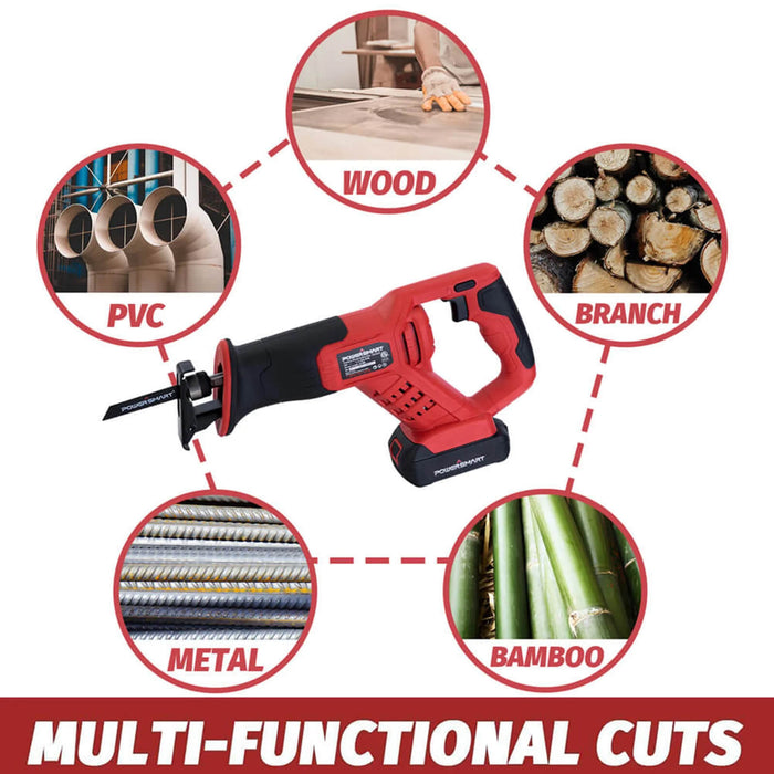 Cordless Reciprocating Saw with 20V 2.0Ah Battery and Charger
