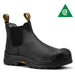 ROCKROOSTER 6-inch black composite toe work boots with slip-resistant sole and water-resistant leather