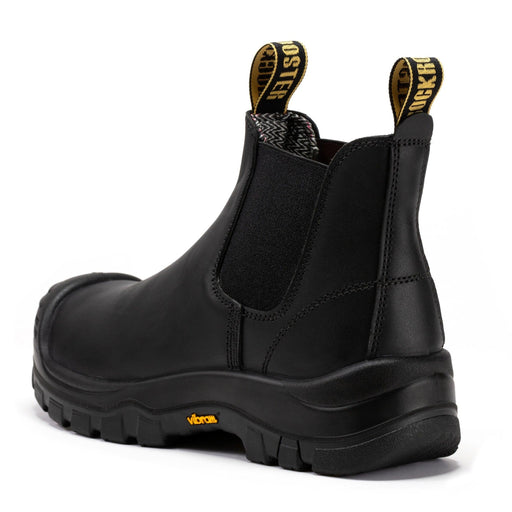ROCKROOSTER 6-inch black composite toe work boots with slip-resistant sole and water-resistant leather
