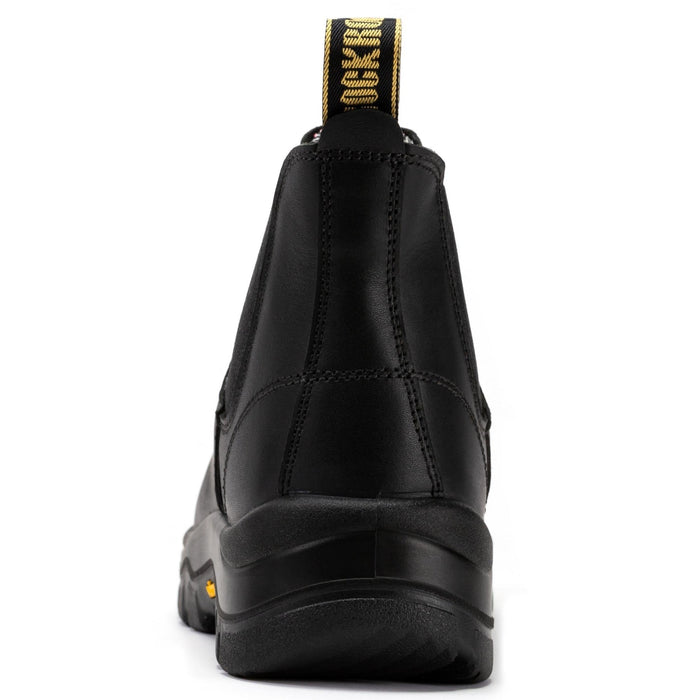 ROCKROOSTER 6-inch black composite toe work boot with Vibram outsole and water-resistant leather