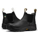 ROCKROOSTER 6-inch black composite toe work boot with pull-on design and Vibram outsole