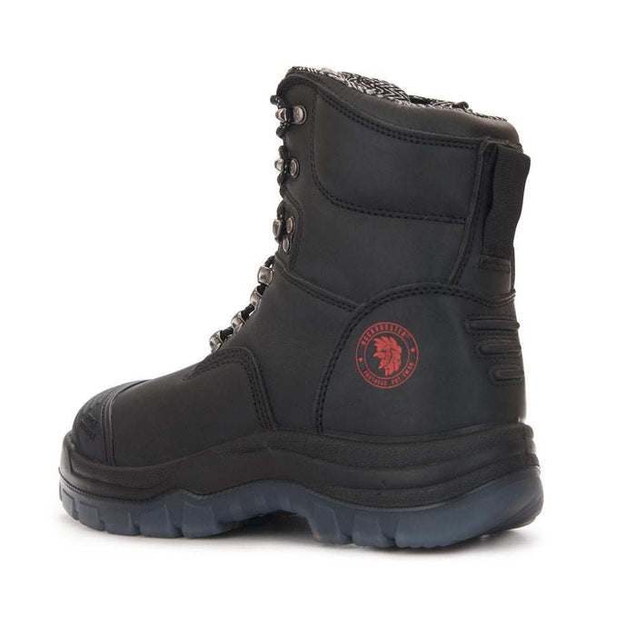 ROCKROOSTER Black 7 inch Safety Toe Leather Work Boots with side zipper and steel toe protection