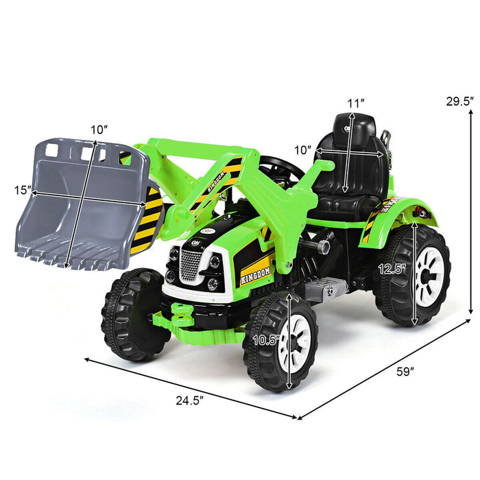 12 V Battery Powered Kids Ride on Dumper Tractor-Green