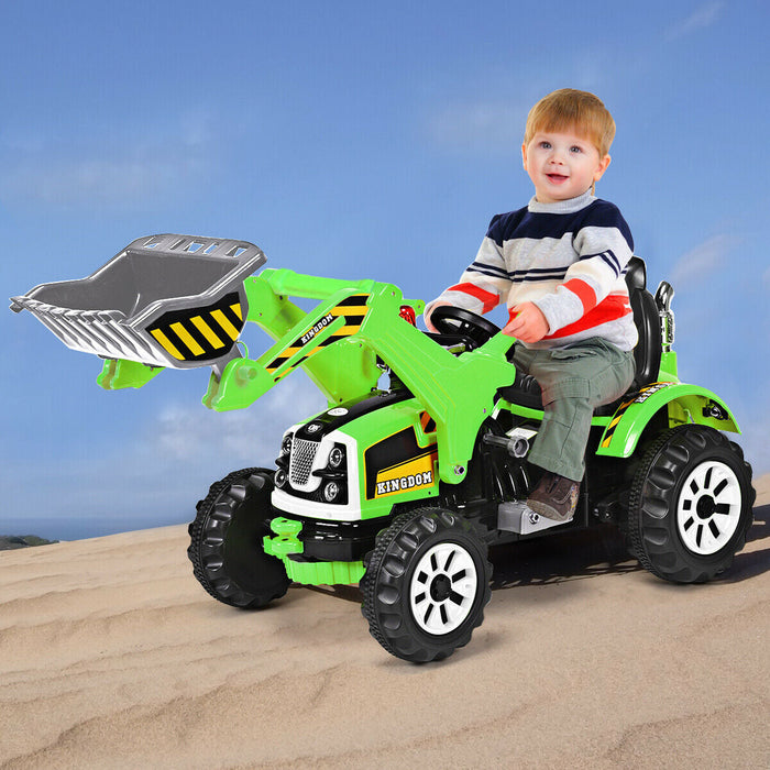 12 V Battery Powered Kids Ride on Dumper Tractor-Green