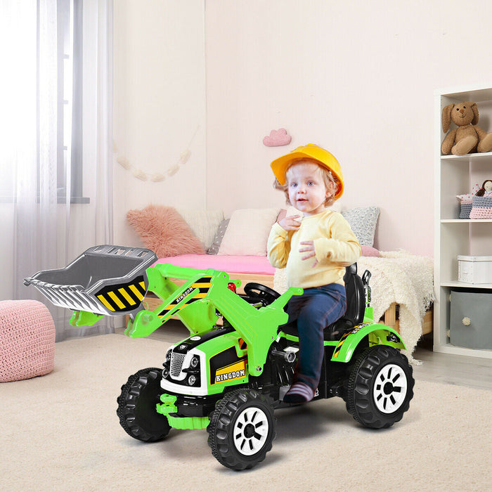 12 V Battery Powered Kids Ride on Dumper Tractor-Green