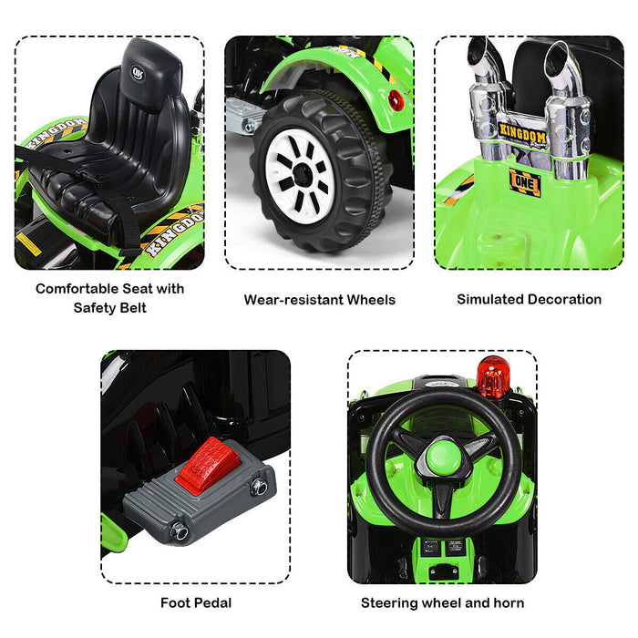 12 V Battery Powered Kids Ride on Dumper Tractor-Green