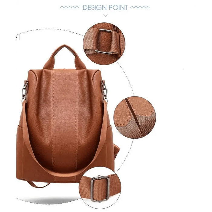 Sizzling Anti-Theft Vintage Style PU Leather Backpacks for Teenager Girls