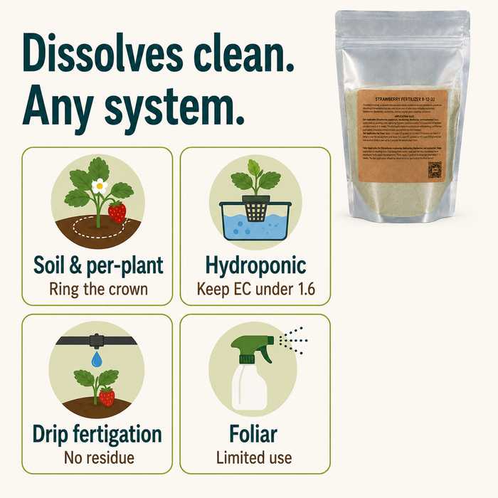 Premium Strawberry Fertilizer 8-12-32 | Water-Soluble | Hydroponics & Soil