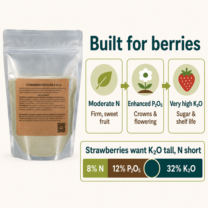 Premium Strawberry Fertilizer 8-12-32 | Water-Soluble | Hydroponics & Soil