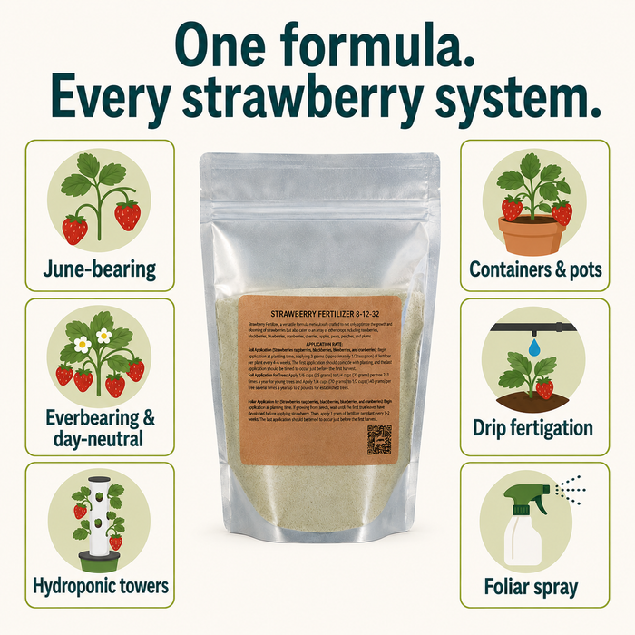 Premium Strawberry Fertilizer 8-12-32 | Water-Soluble | Hydroponics & Soil