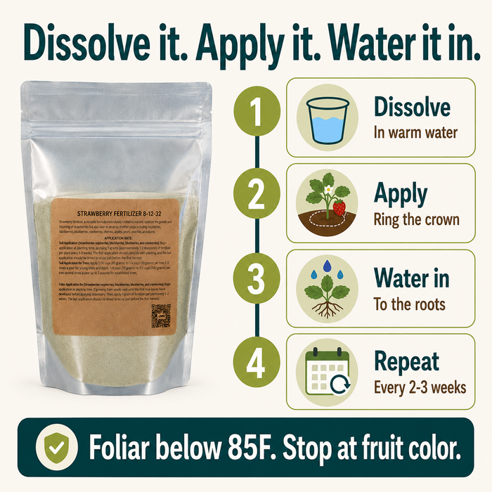 Premium Strawberry Fertilizer 8-12-32 | Water-Soluble | Hydroponics & Soil