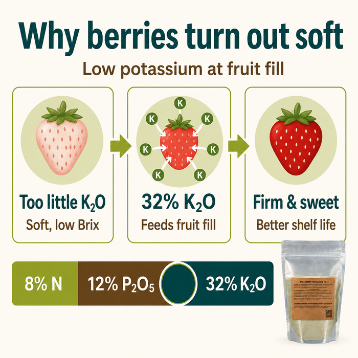 Premium Strawberry Fertilizer 8-12-32 | Water-Soluble | Hydroponics & Soil