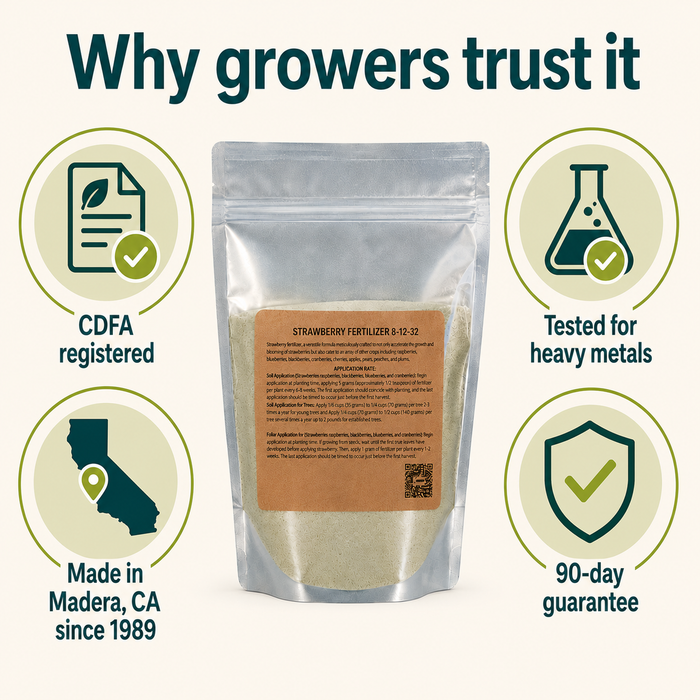 Premium Strawberry Fertilizer 8-12-32 | Water-Soluble | Hydroponics & Soil