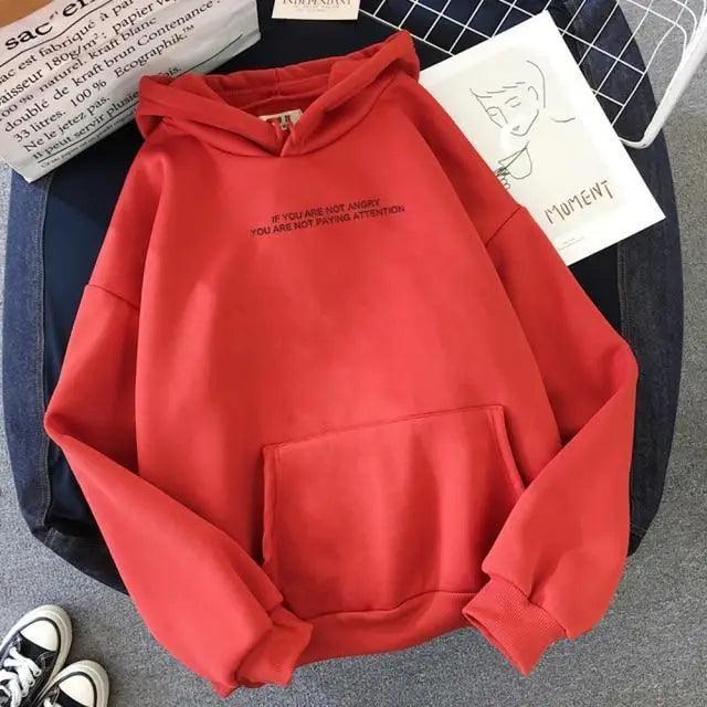 STEVVEX Women’s Oversized Letter Slogan Hoodie – Warm Fleece