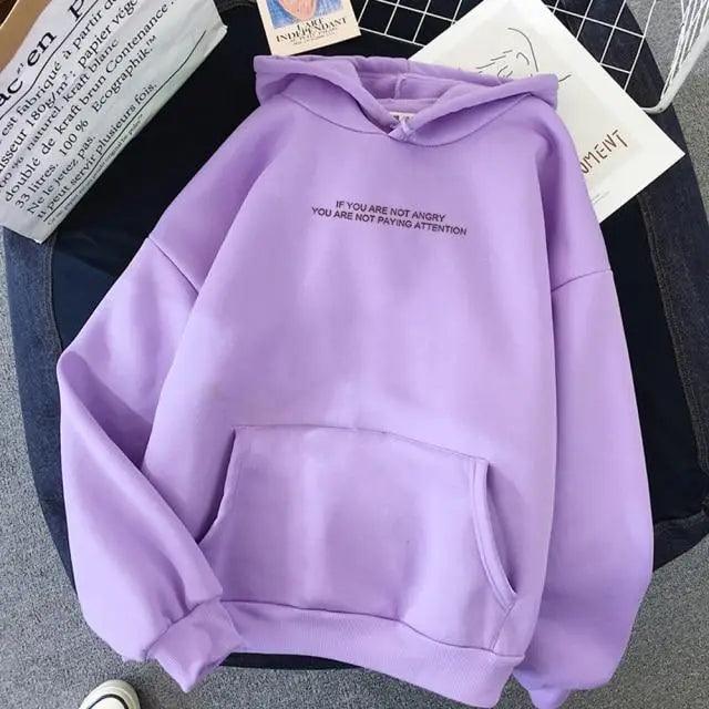 STEVVEX Women’s Oversized Letter Slogan Hoodie – Warm Fleece