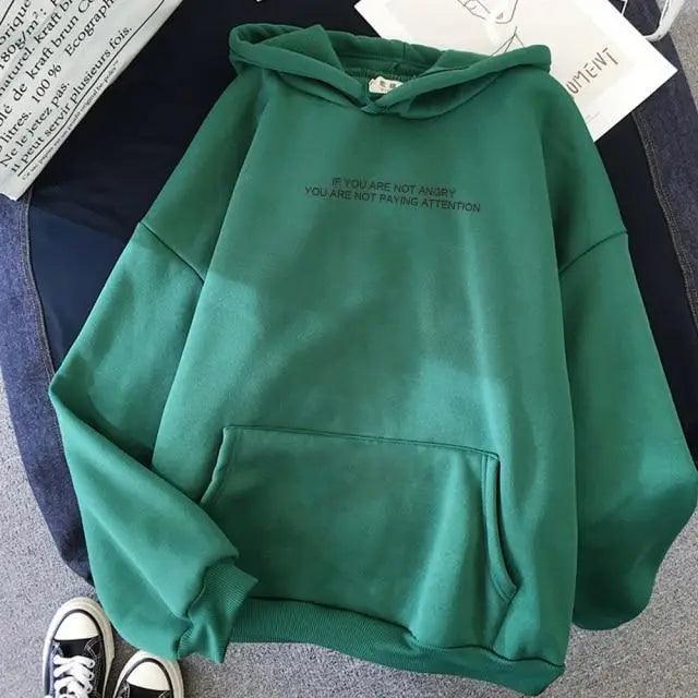 STEVVEX Women’s Oversized Letter Slogan Hoodie – Warm Fleece