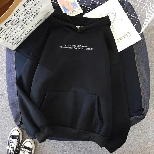 STEVVEX Women’s Oversized Letter Slogan Hoodie – Warm Fleece