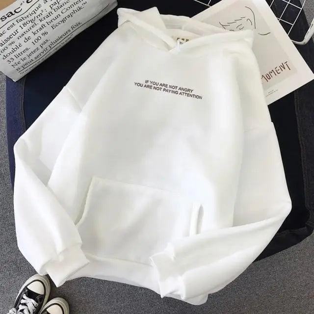 STEVVEX Women’s Oversized Letter Slogan Hoodie – Warm Fleece