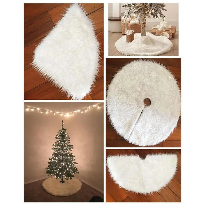 White Christmas Tree Skirt Plush Faux Fur