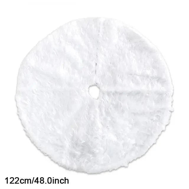 White Christmas Tree Skirt Plush Faux Fur