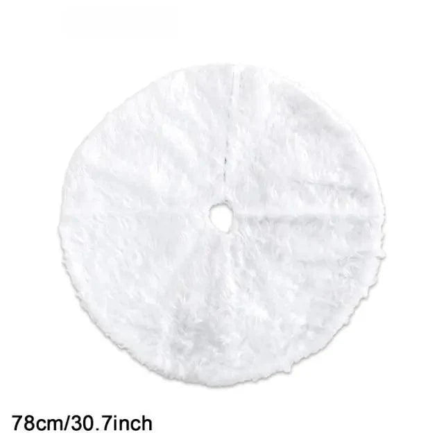 White Christmas Tree Skirt Plush Faux Fur