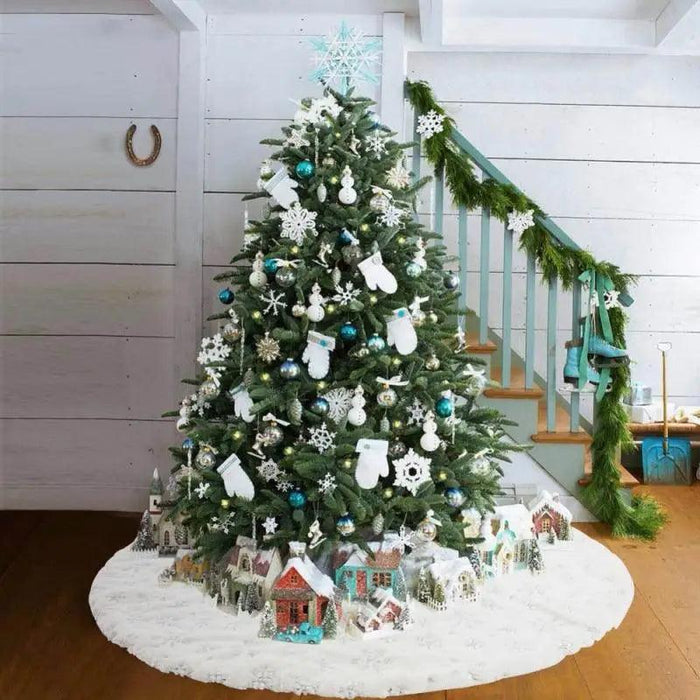 White Christmas Tree Skirt Plush Faux Fur