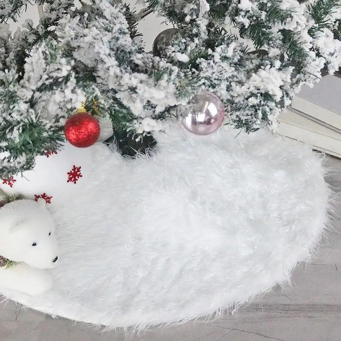 White Christmas Tree Skirt Plush Faux Fur