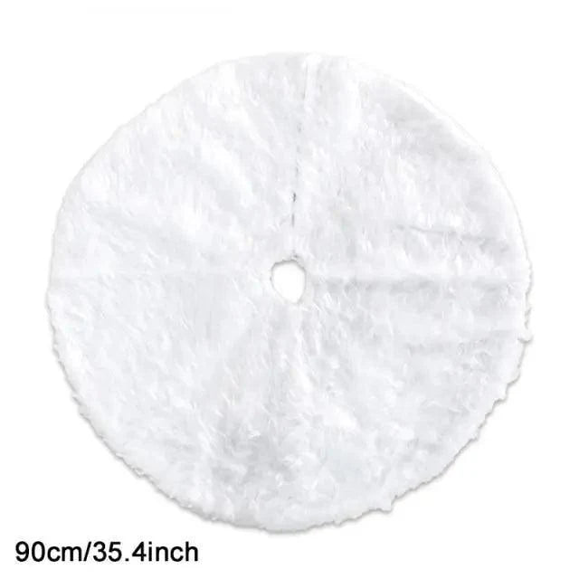 White Christmas Tree Skirt Plush Faux Fur