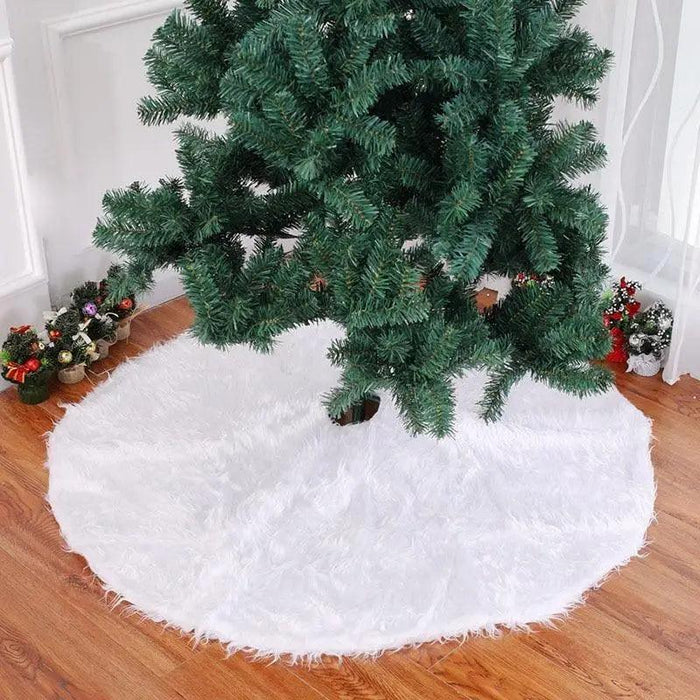 White Christmas Tree Skirt Plush Faux Fur