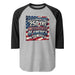Patriotic USA 250 3/4 sleeve raglan shirt with contrast sleeves and lightweight cotton blend fabric