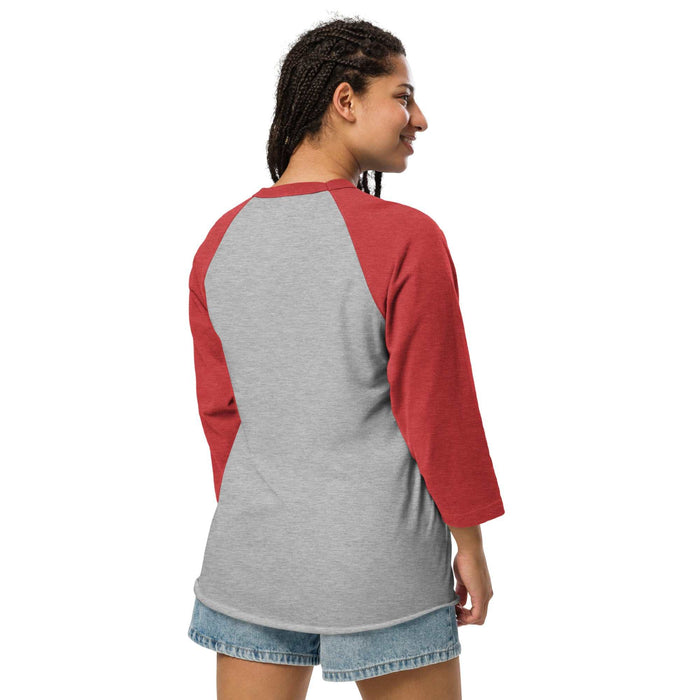 3/4 sleeve raglan shirt with patriotic USA 250 design and contrast sleeves